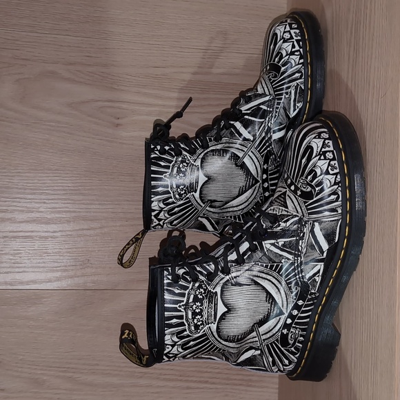 Dr. Martens Shoes - Dr Martens 1460 Egret Playing Cards Black and White Boots Women's Size US 10L 9M